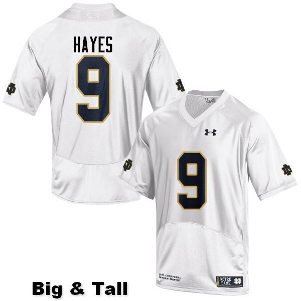 Men's NCAA Notre Dame Fighting Irish #9 Daelin Hayes Stitched College Under Armour Authentic White Big & Tall Football Jersey OM10V84HI